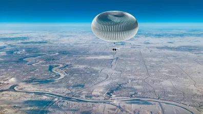 Illustration du BalMan, un projet de ballon manœuvrable porté par le CNES dont l’enveloppe est produite par l’entreprise Hemeria.