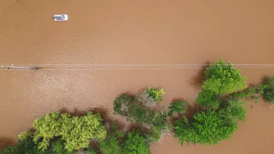 Vue aérienne d'une inondation