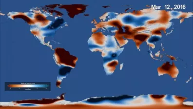 Carte mondiale du stockage d’eau douce basée sur les données GRACE