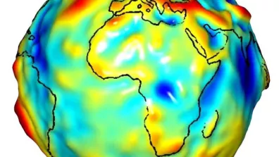 Carte des variations du champ de gravité en Afrique et en Europe