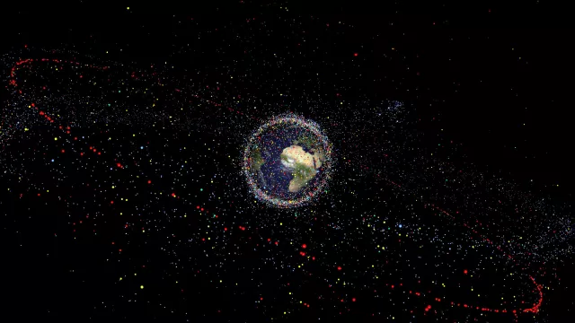 Répartition des débris dans l'espace.