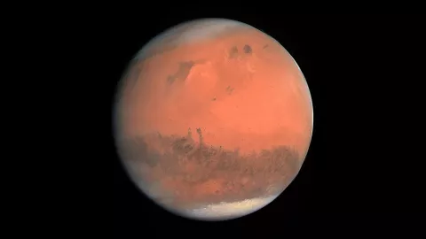 Image de Mars prise par la sonde Rosetta en 2007 lors de son survol pour atteindre la comète Tchoury.