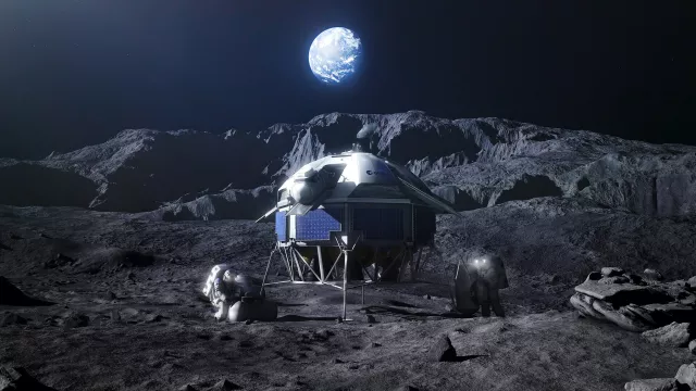 Illustration d'un atterrisseur lunaire européen posé sur la Lune