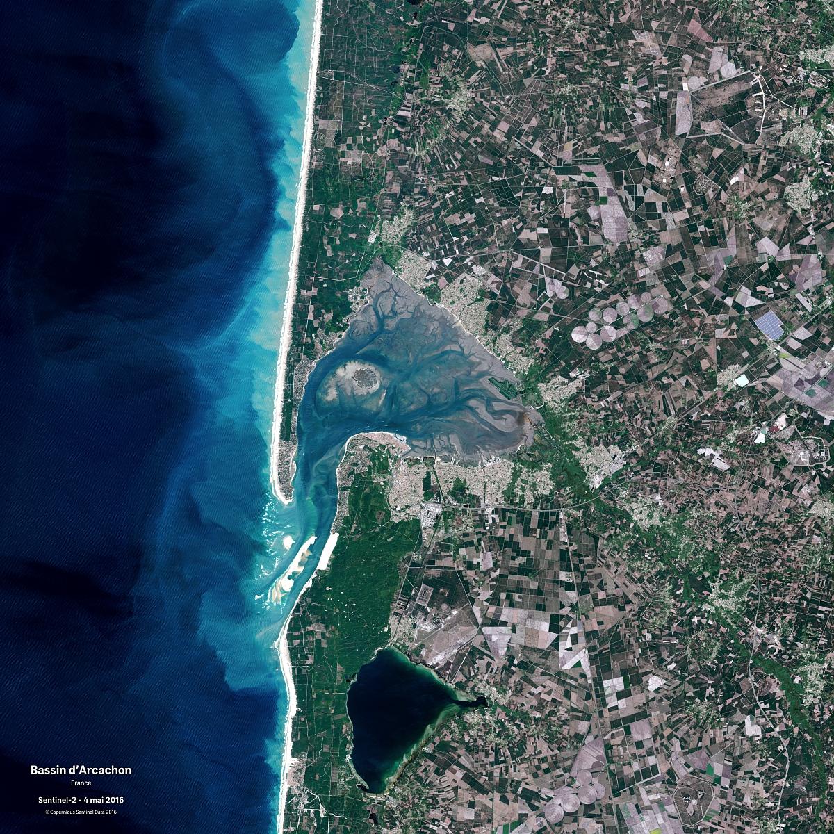 Le bassin d'Arcachon vu par le satellite Sentinel-2