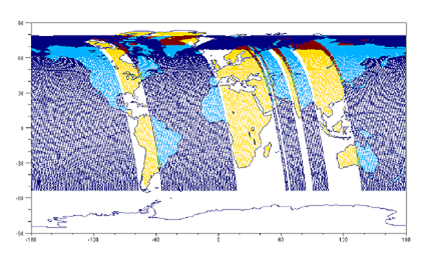 Carte de répartition des observations nadir et glint 