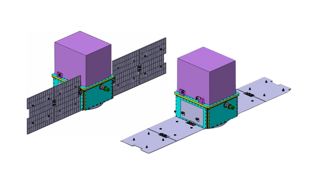 Vue schématique d’une charge utile monté sur une plateforme Myriade-Evolutions